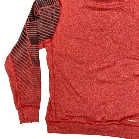 Adidas Ultimate Hoodie Mens Sz M Red Black Striped Climawarm Athletic Sweatshirt - Picture 8 of 16